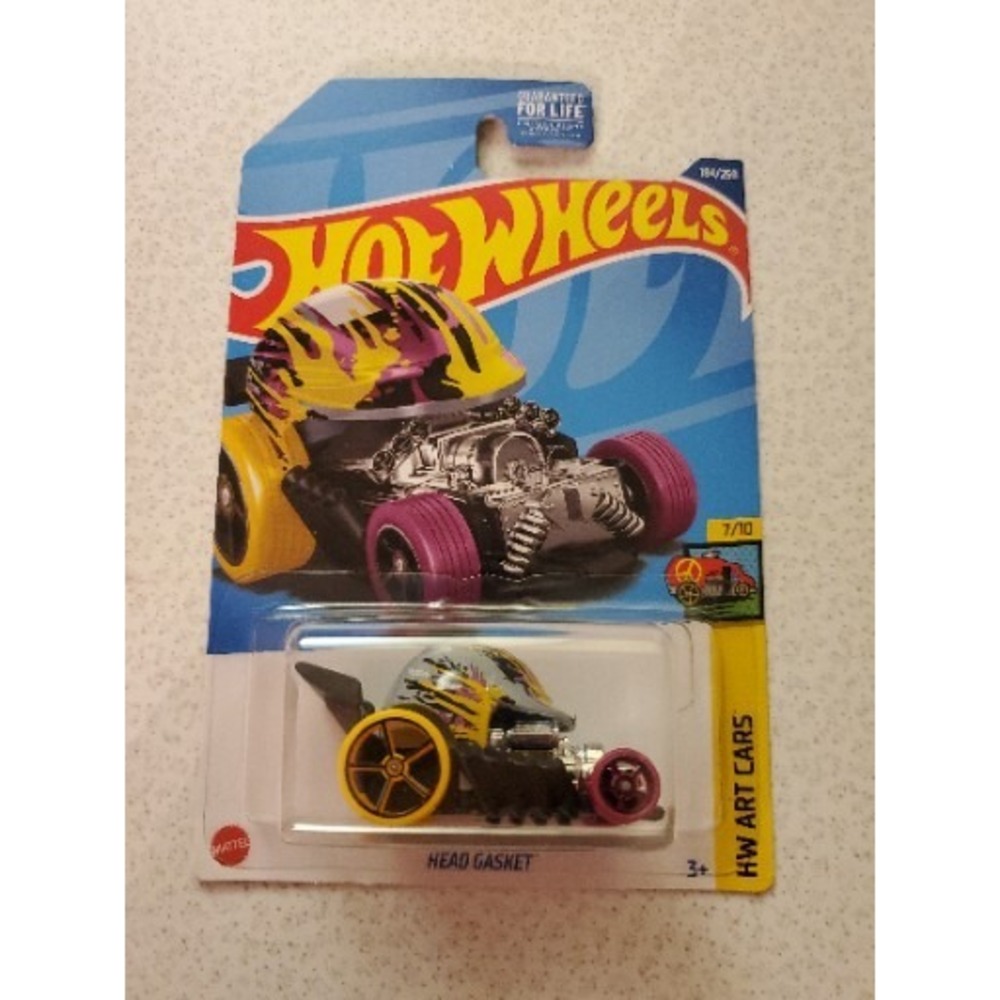 Hot Wheels•HW Art Cars• HEAD GASKET• 184/250•New in Packaging •HTF•7/10•Purp/YLW